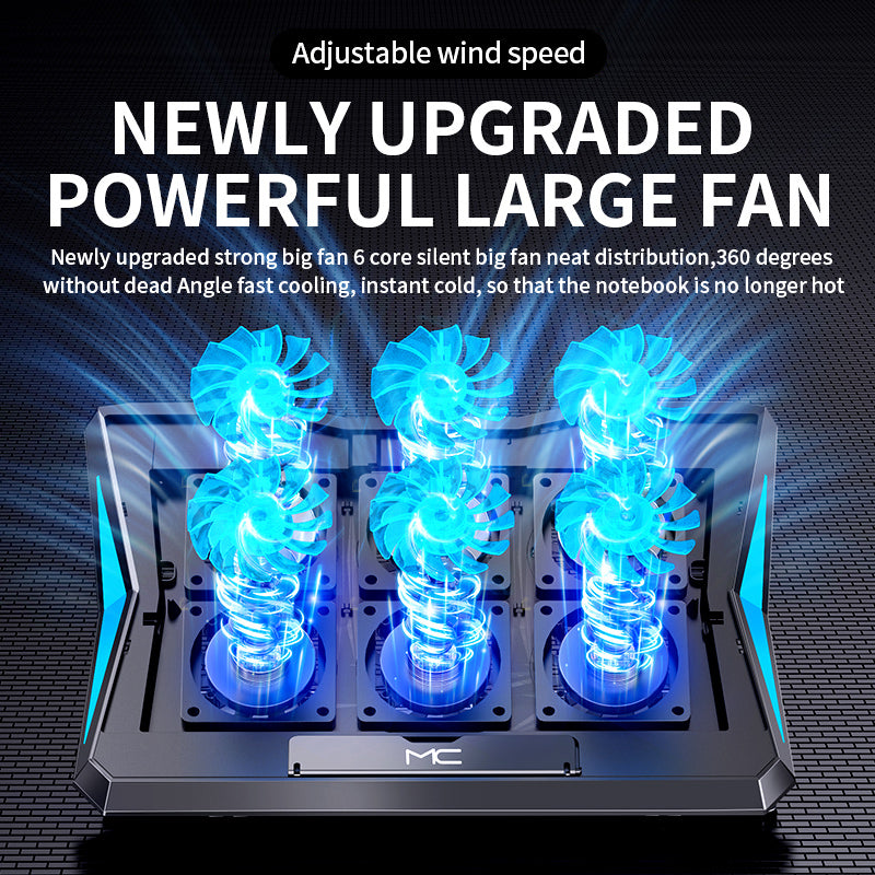 Q3 Laptop Fan Cooling Stand Gaming Cooler with 6 Quiet Cooling Fans Adjustable Notebook Support Holder Riser