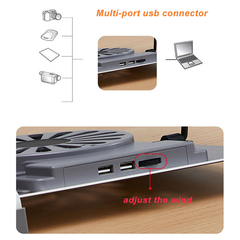 P3 Notebook Computer Cooling Pad Laptop Cooler Cooling Fan Desktop Laptop Riser Stand Holder - Silver