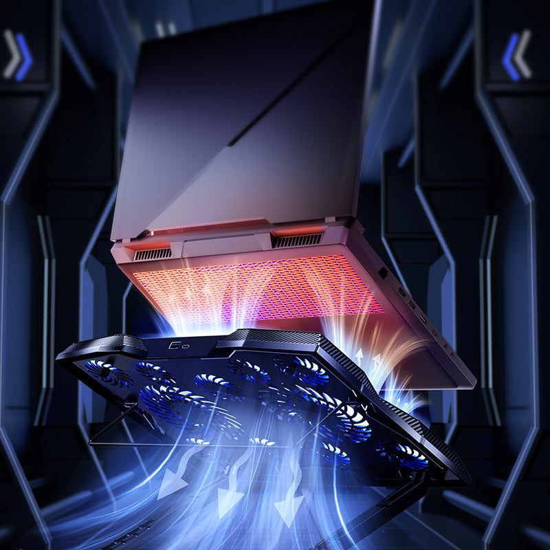 Uniqkart SR08 Notebook Computer Cooling Pad Laptop Cooler Cooling Fan Desktop Laptop Riser Stand for Gaming Working