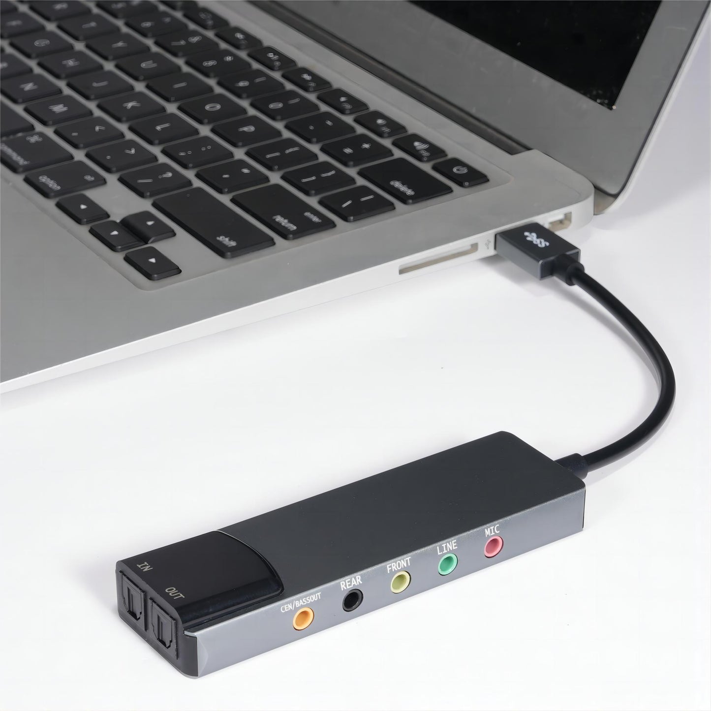 HY-601 6 In 1 USB Multifunction Sound Card USB + 3.5mm Audio + 7.1 Channel / Optical Fiber - Grey