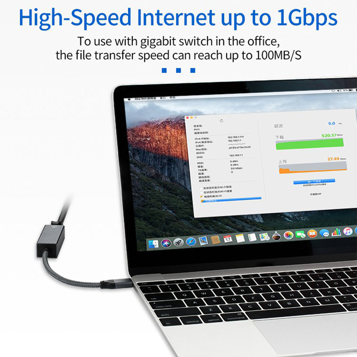 USB Type-C to RJ45 Gigabit Ethernet Adapter 10/100/1000Mbps Network Adapter