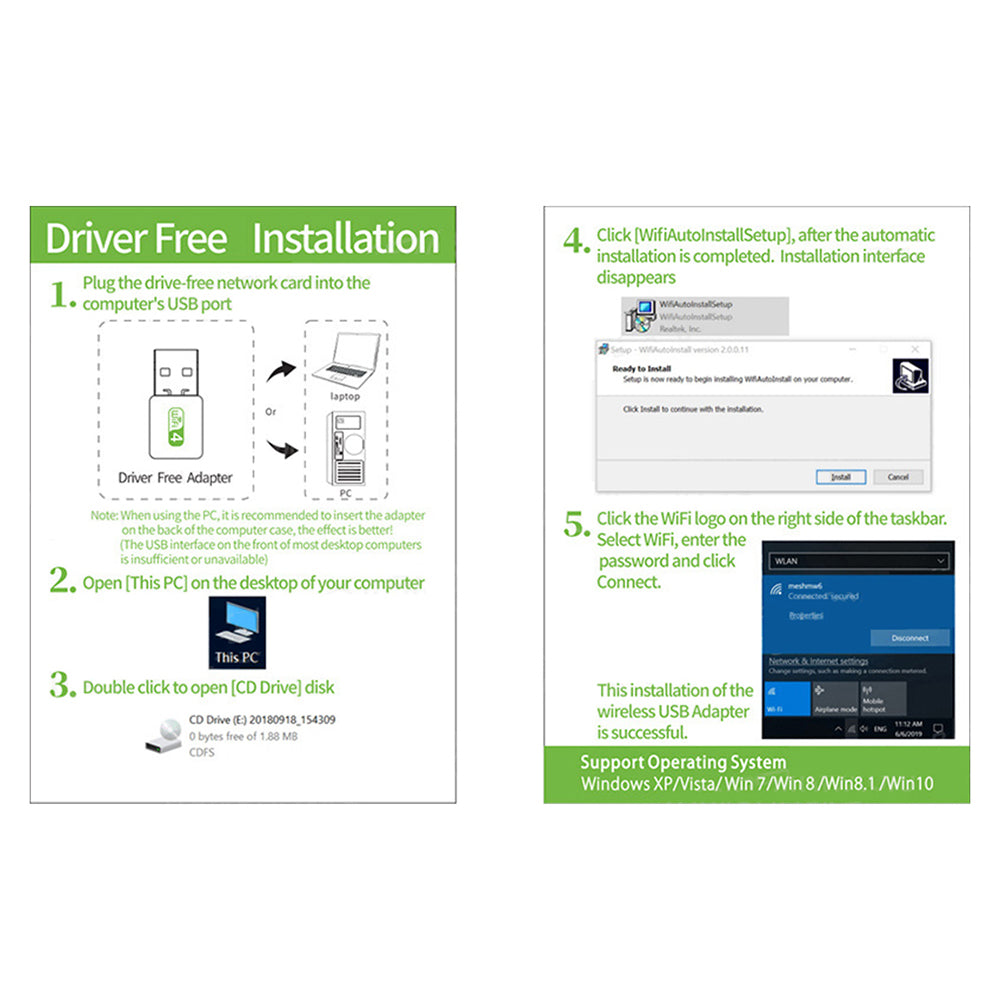150M USB 2.0 Wireless Computer Network Card LAN Adapter with Antenna for PC Laptop