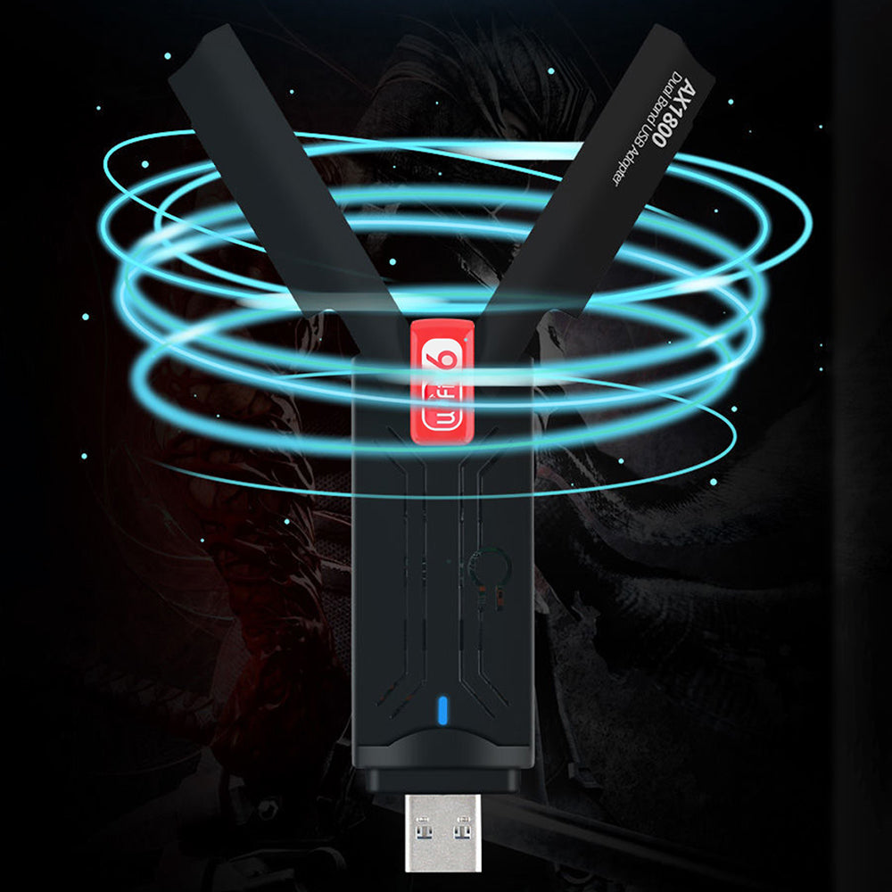 1800Mbps WiFi 6 Adapter 2.4G/5G Dual Band USB 3.0 Wireless Dongle Network Card