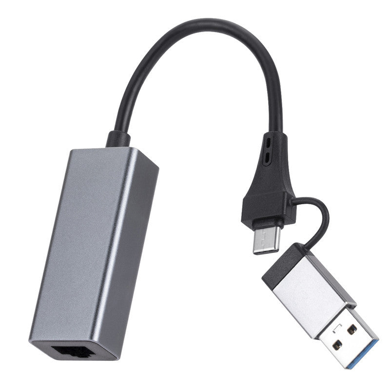SL-017 Type C+USB 3.0 to 1000 Gigabit Ethernet Hub RJ45 Wired Network Adapter for Macbook / Notebook / PC