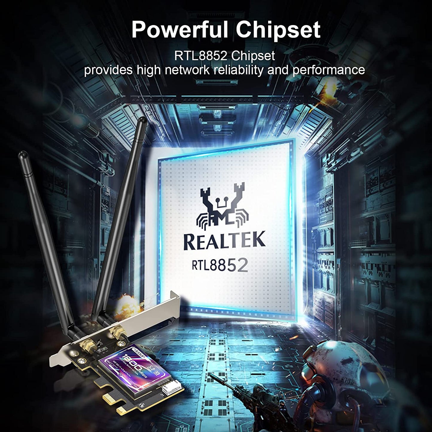 Edup EP-9658 AX1800M Bluetooth 5.2 WiFi 6 PCI-E Network Card 2.4GHz / 5.8GHz Dual Band Network Card for Computer