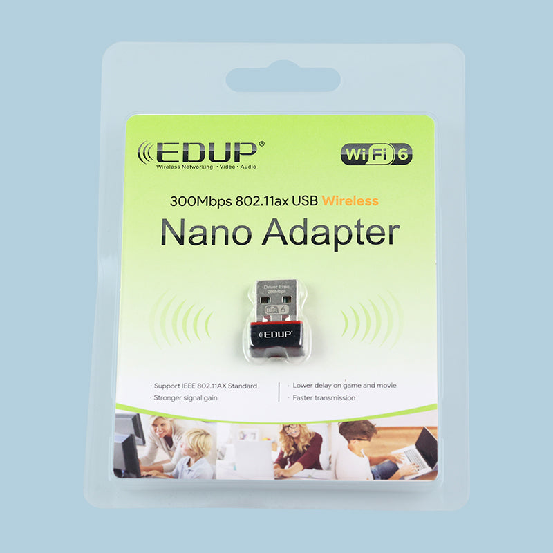 Edup EP-AX300 286Mbps WiFi 6 Driver-Free Network Card USB 802.11AX USB Wireless Nano Adapter