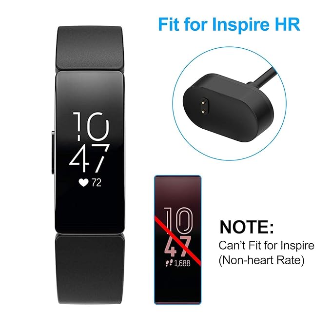 UNIQKART USB Charger Charging Cord Cradle Dock Adapter Cable Accessories Compatible for Fitbit Inspire and Inspire HR (Black)