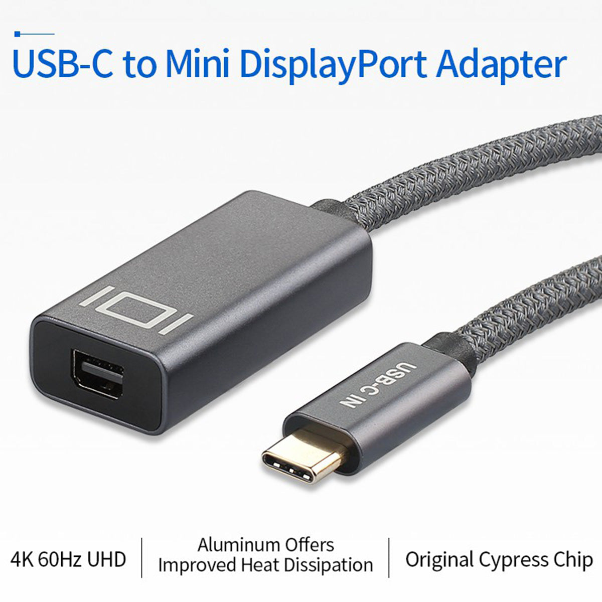 Braided USB C to Mini DisplayPort Adapter Cable 4K 60Hz USB-C Male to Mini DP Female Converter Data Transfer Cord