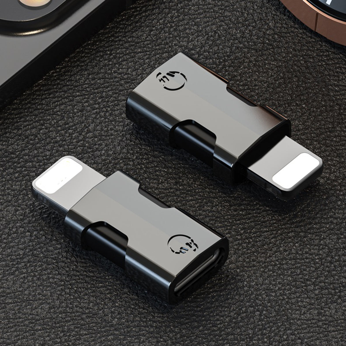 USB C to OTG Lightning Adapter for iPhone Support Data Transmission Connect Charger Connector Cable Converter Wireless Microphone Adapter - Gold