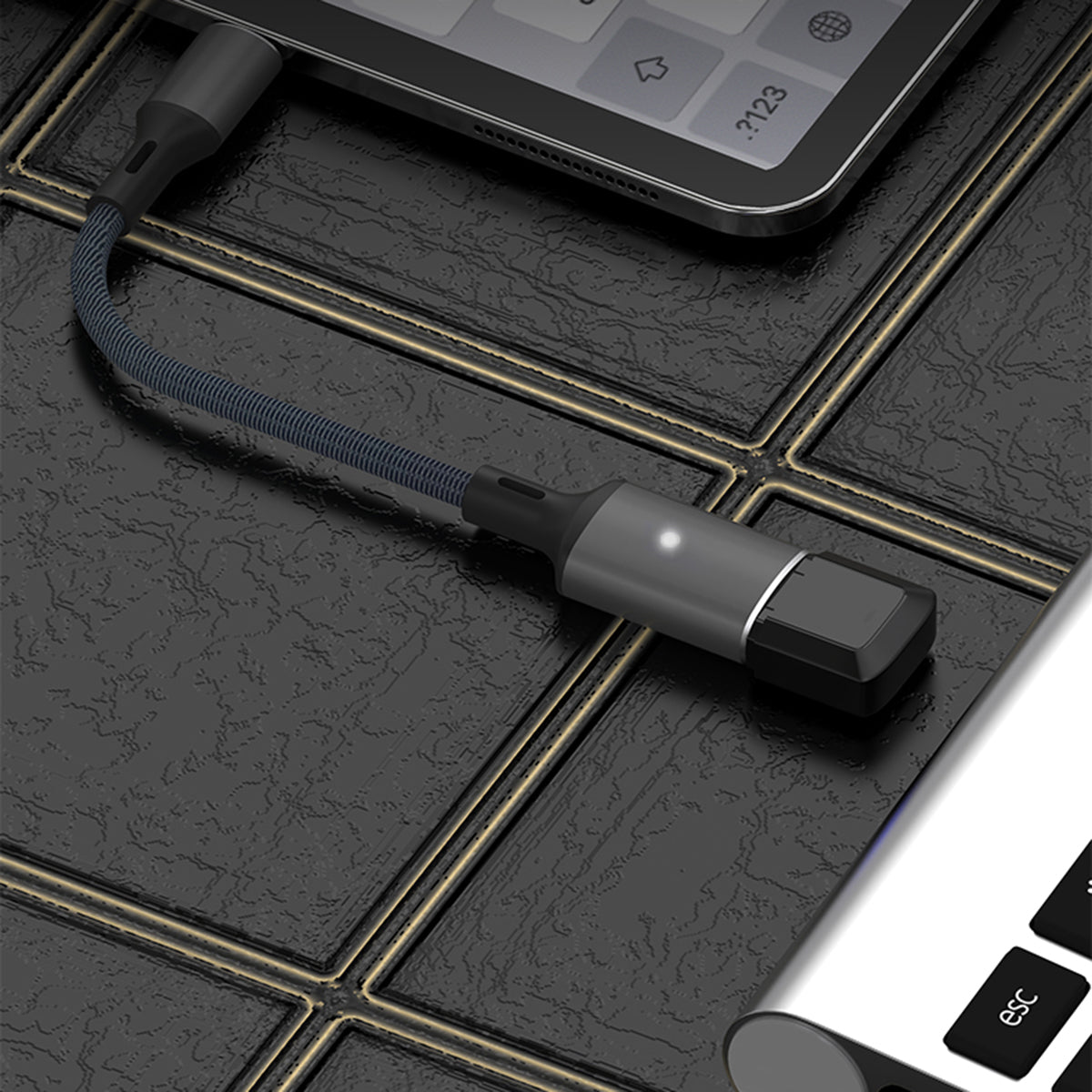 Apple Lightning to USB Cable Adapter OTG Converter for iPhone/iPad to Connect Card Reader/USB Flash Drive/U Disk/Keyboard/Mouse - Dark Grey