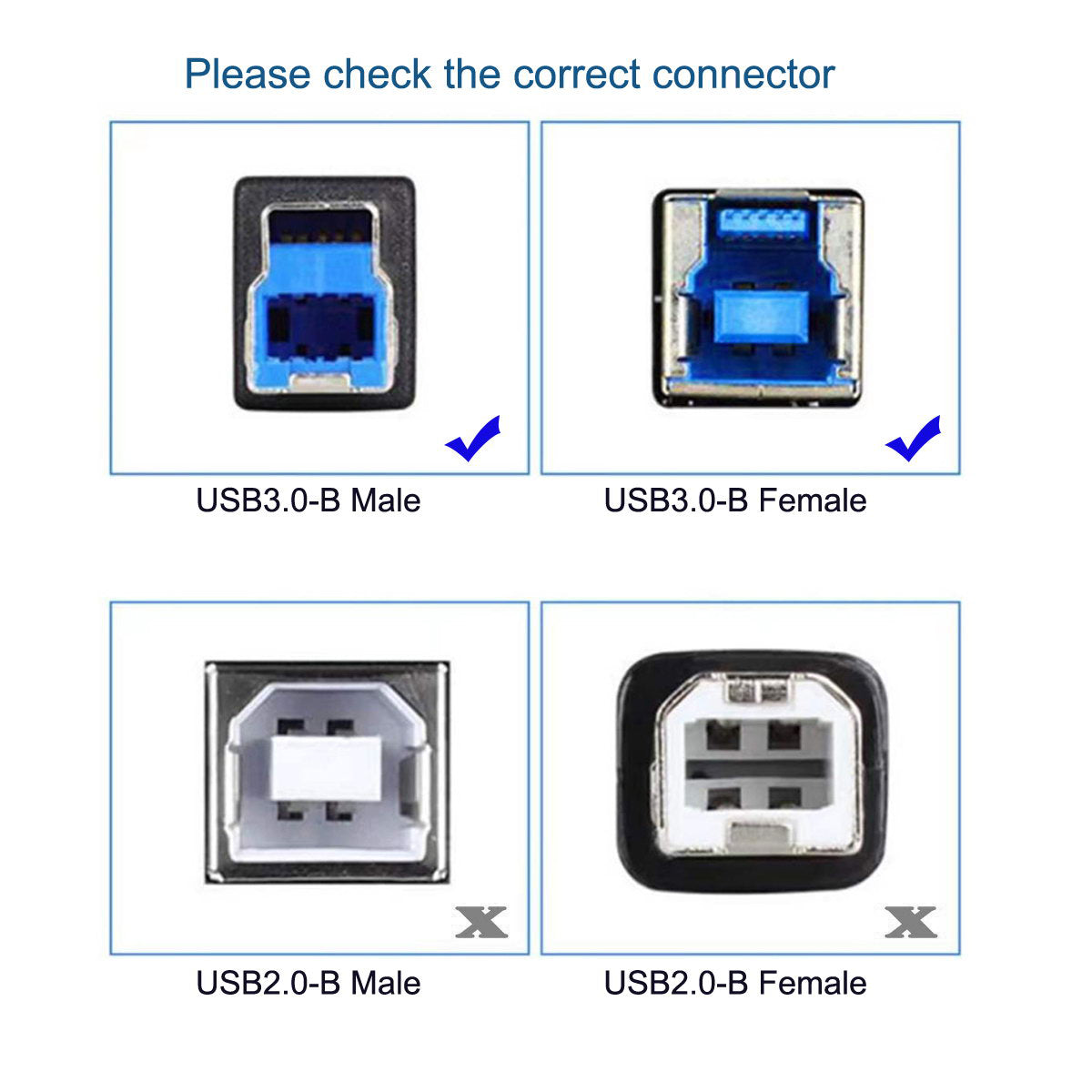 U3-007-0.5M Dual Thumbscrews USB 3.0 Back Panel Mount B Male to Female B Type Extension Cable 0.5m