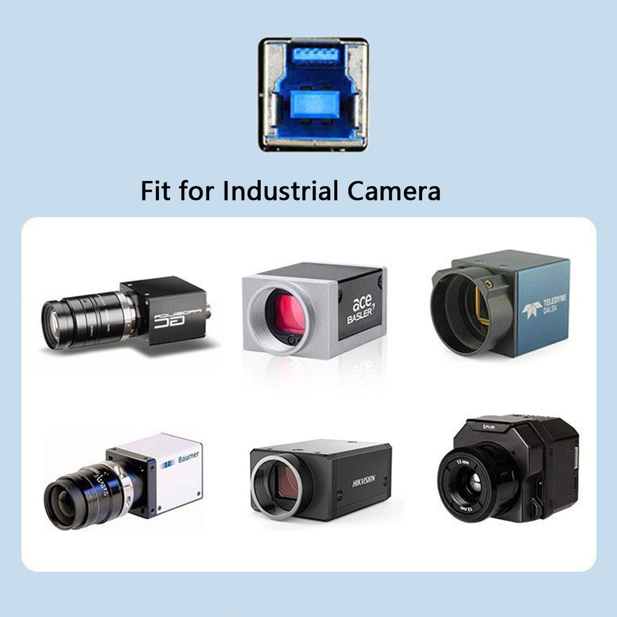 U3-007-0.5M Dual Thumbscrews USB 3.0 Back Panel Mount B Male to Female B Type Extension Cable 0.5m