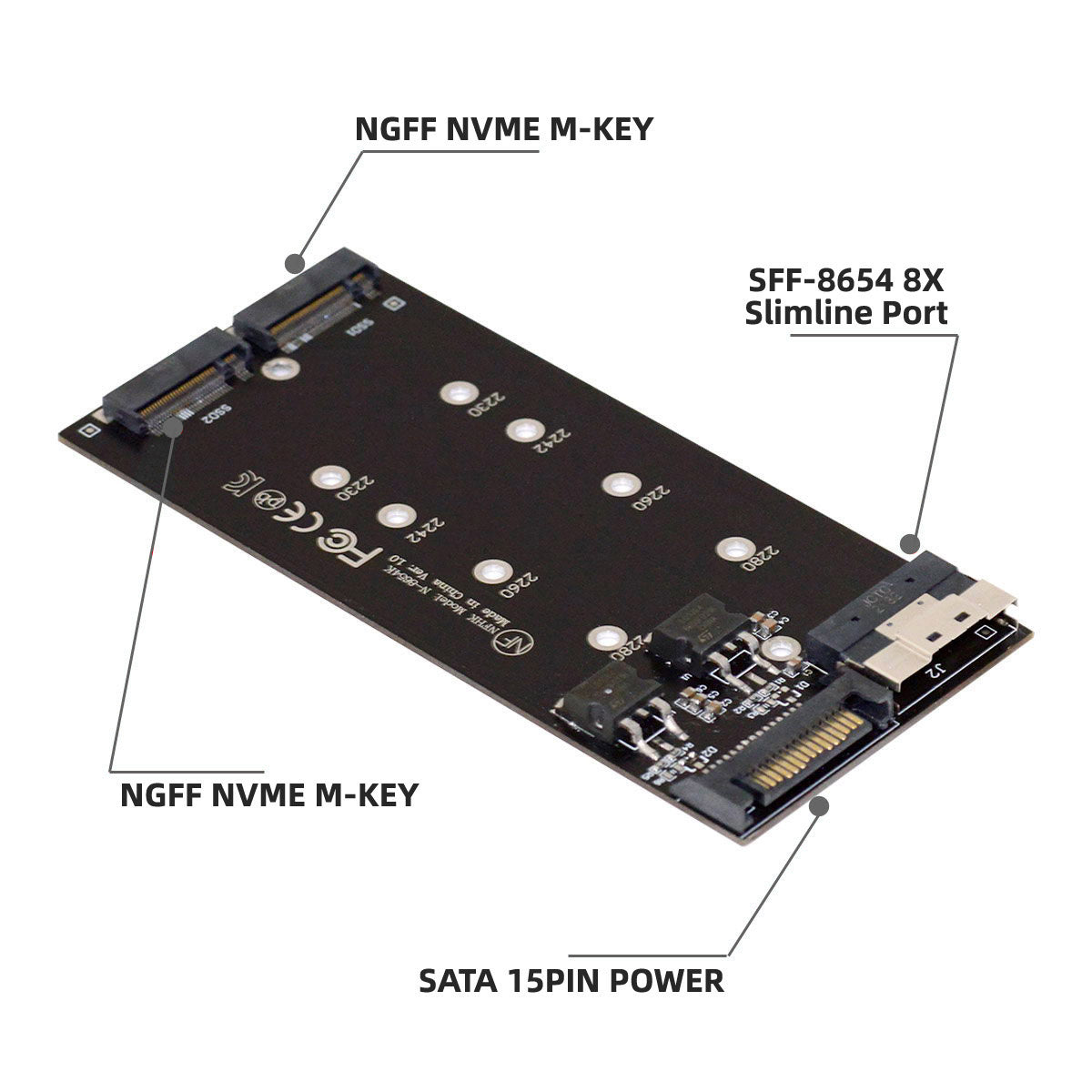 SA-014 Dual 2X NVME M.2 AHCI to PCIE Express 3.0 4.0 Slimline SFF-8654 8X Raid Card VROC Raid0 Hyper Adapter