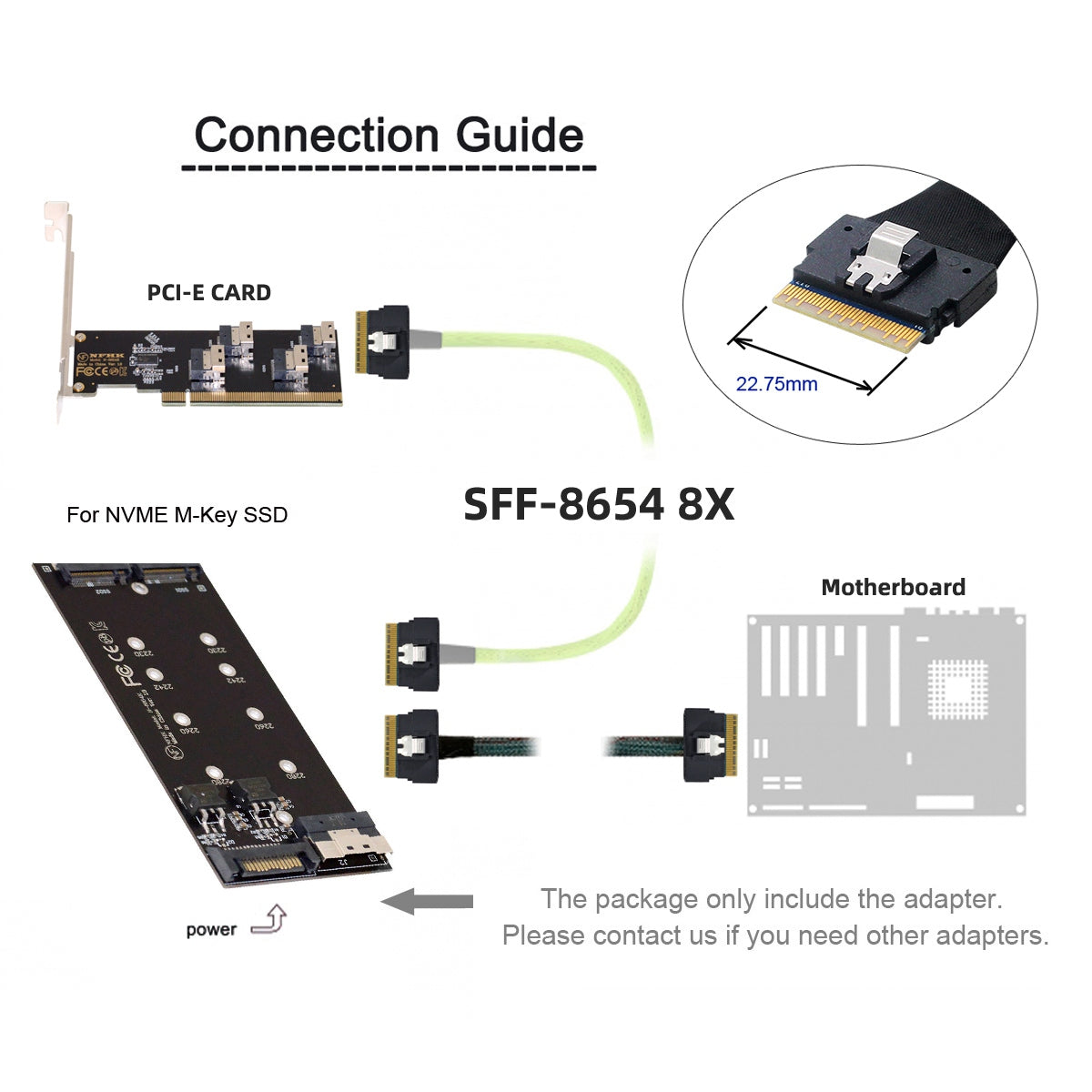 SA-014 Dual 2X NVME M.2 AHCI to PCIE Express 3.0 4.0 Slimline SFF-8654 8X Raid Card VROC Raid0 Hyper Adapter