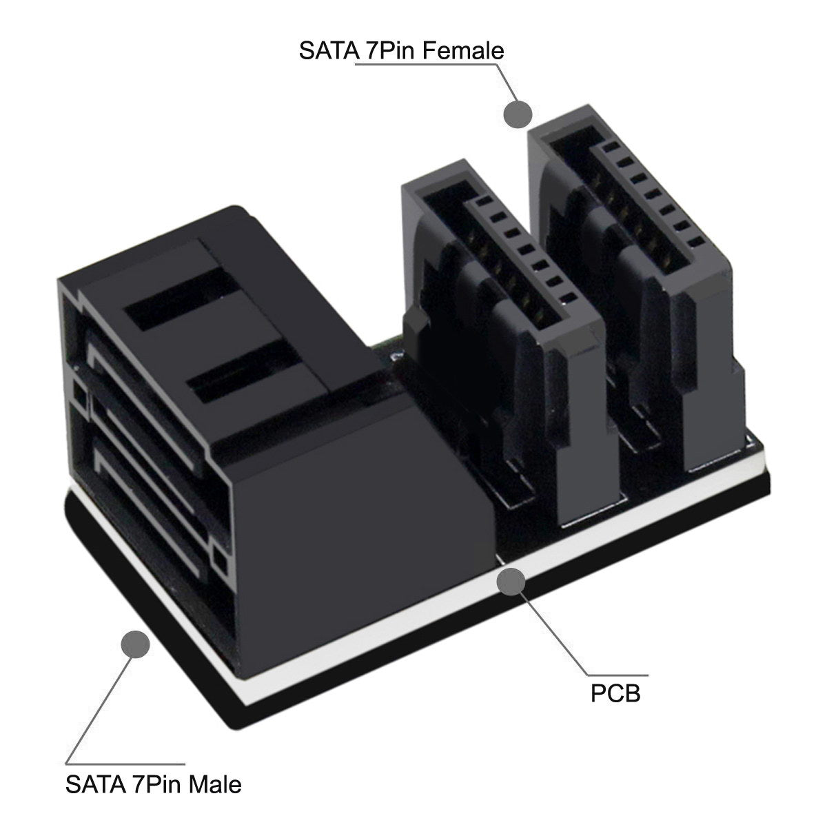 SA-051 Dual SATA 7Pin Female to 7Pin Male Vertical 90 Degree Angled Adapter Low Profile for Desktops SSD HDD Mainboard Motherboard