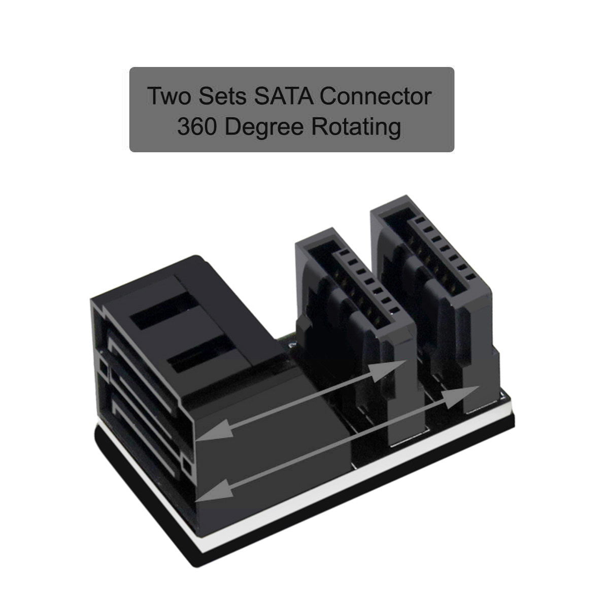 SA-051 Dual SATA 7Pin Female to 7Pin Male Vertical 90 Degree Angled Adapter Low Profile for Desktops SSD HDD Mainboard Motherboard