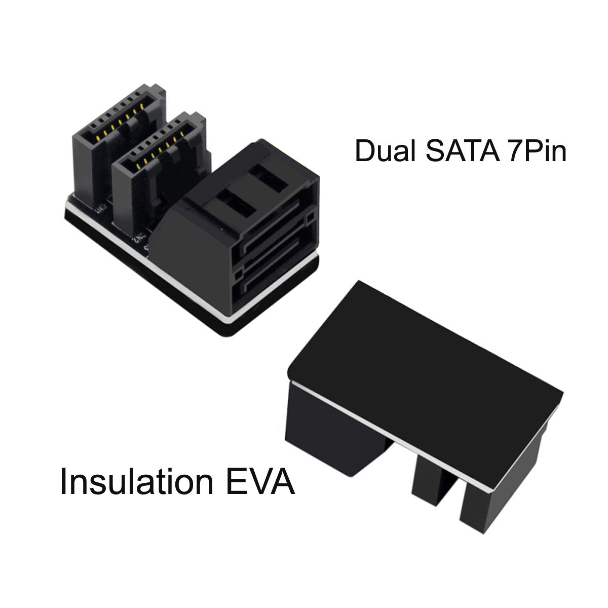 SA-051 Dual SATA 7Pin Female to 7Pin Male Vertical 90 Degree Angled Adapter Low Profile for Desktops SSD HDD Mainboard Motherboard