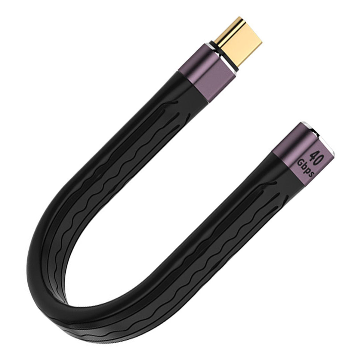 UC-040-0.13M 13cm USB4 Extension Cable Flat Male to Female 40Gbps Support 100W Charging 8K/60Hz Cord Compatible with Thunderbolt3/4