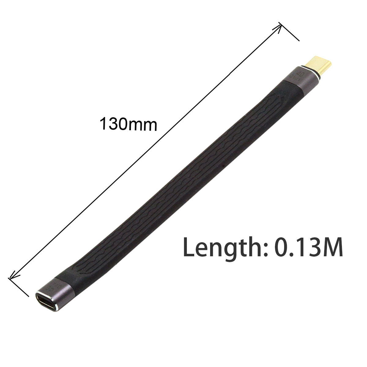 UC-040-0.13M 13cm USB4 Extension Cable Flat Male to Female 40Gbps Support 100W Charging 8K/60Hz Cord Compatible with Thunderbolt3/4