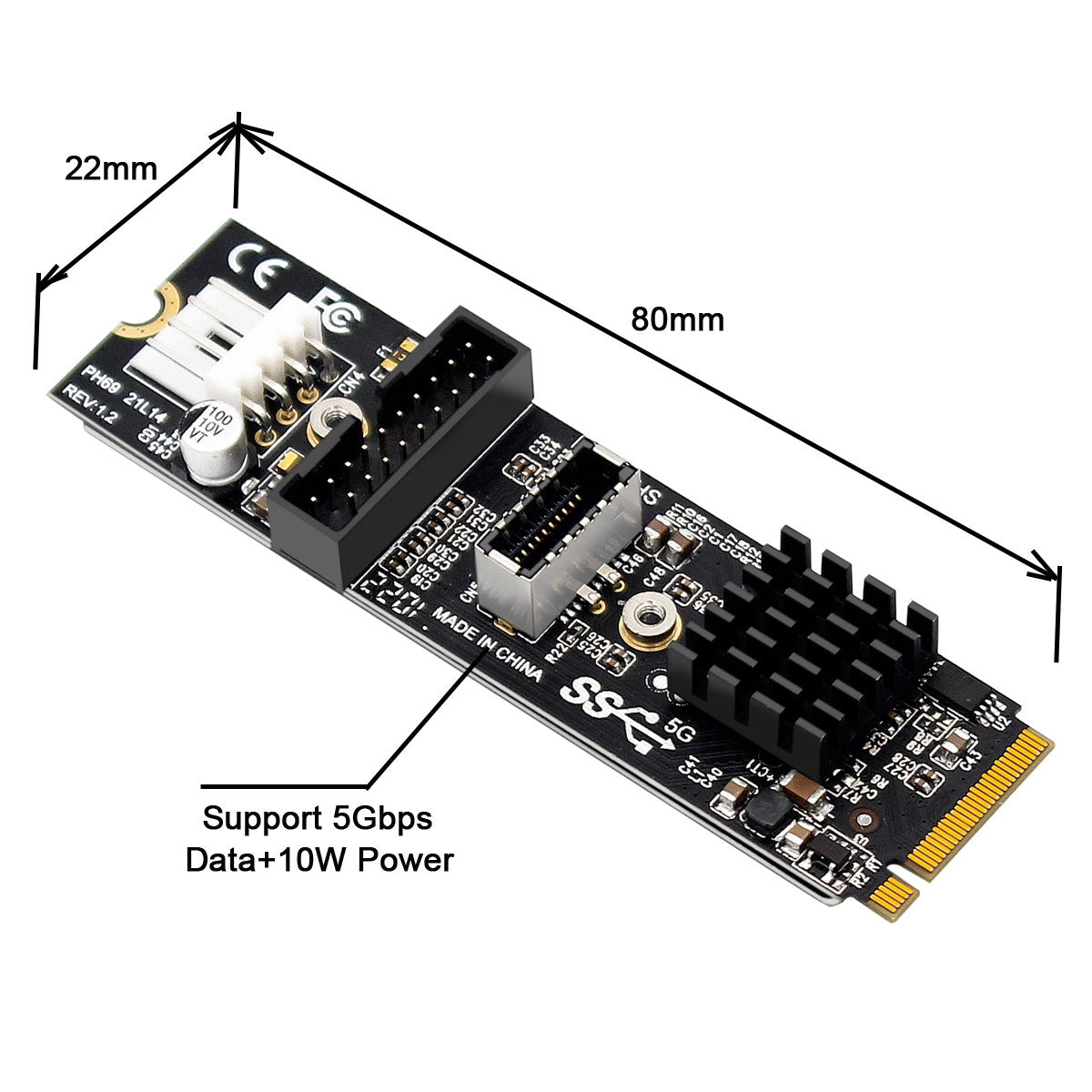 EP-018 NVME NGFF M-Key Express Card to Type-E USB 3.1 Front Panel and USB 3.0 20Pin Socket VL805 Adapter for Motherboard