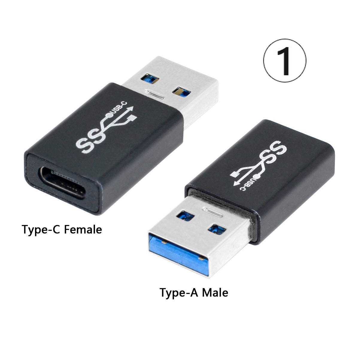 UC-070 4Pcs/Set Portable USB-C to USB-A Converter 10Gbps Data Transfer OTG Adapter