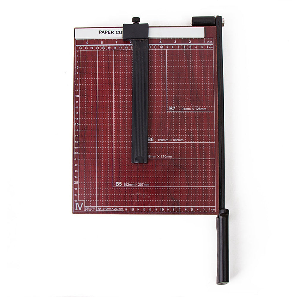 Wooden Paper Trimmer A4 Guillotine Paper Cutter Gridded Photo Trimmer Guillotine Craft Machine with Ruler for Home Office