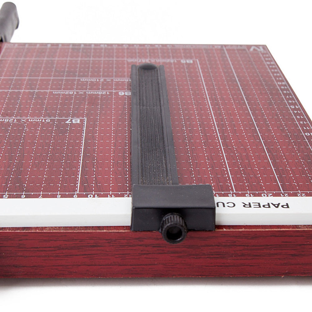 Wooden Paper Trimmer A4 Guillotine Paper Cutter Gridded Photo Trimmer Guillotine Craft Machine with Ruler for Home Office