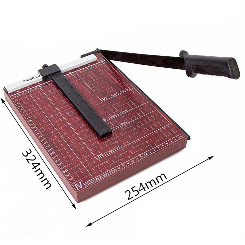 Wooden Paper Trimmer A4 Guillotine Paper Cutter Gridded Photo Trimmer Guillotine Craft Machine with Ruler for Home Office