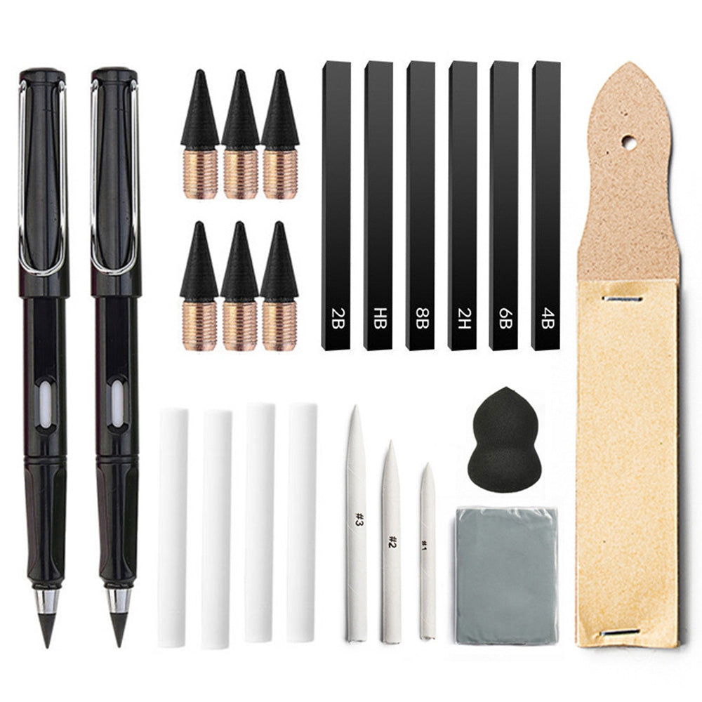 24Pcs Sketching Painting Tool Set Art Supplies Drafting Kit with Graphite Charcoal Pencil for Drawing