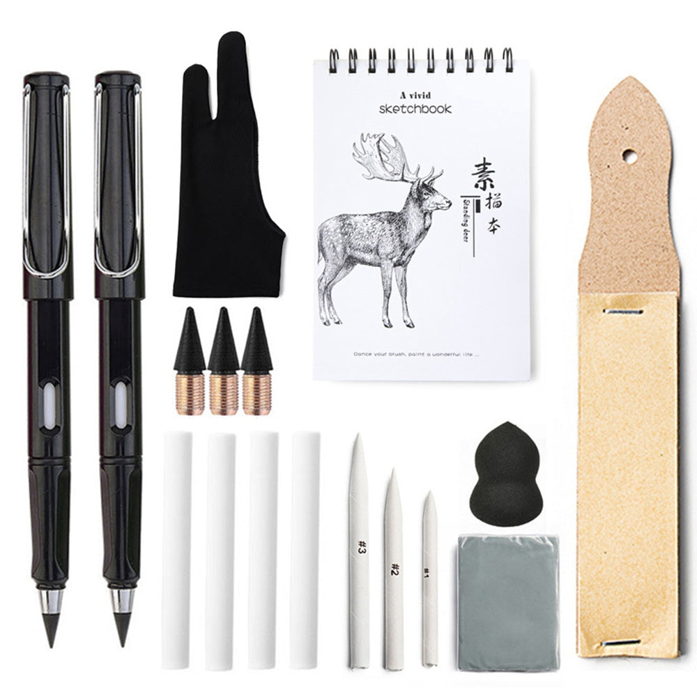 17Pcs Painting Sketching Pencil Set Art Supplies Drawing Kit Drafting Tools with A5 Sketch Book for Artists, Adults