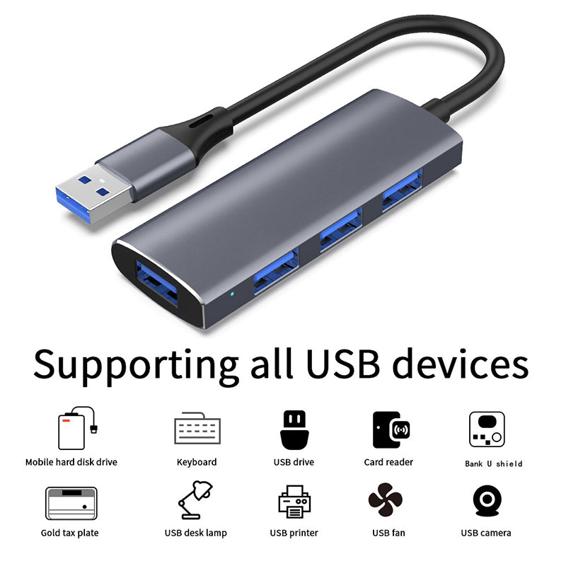 XLYKJ-T902 Multi-function USB Hub Adapter 4-in-1 Docking Station USB3.0 to 3 USB 2.0+1 USB 3.0 Converter for PCs, Laptops