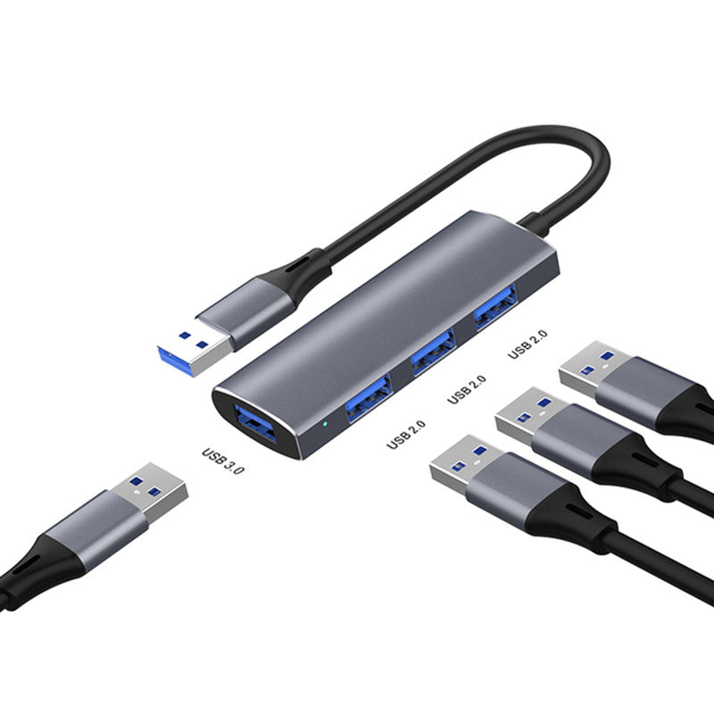 XLYKJ-T902 Multi-function USB Hub Adapter 4-in-1 Docking Station USB3.0 to 3 USB 2.0+1 USB 3.0 Converter for PCs, Laptops