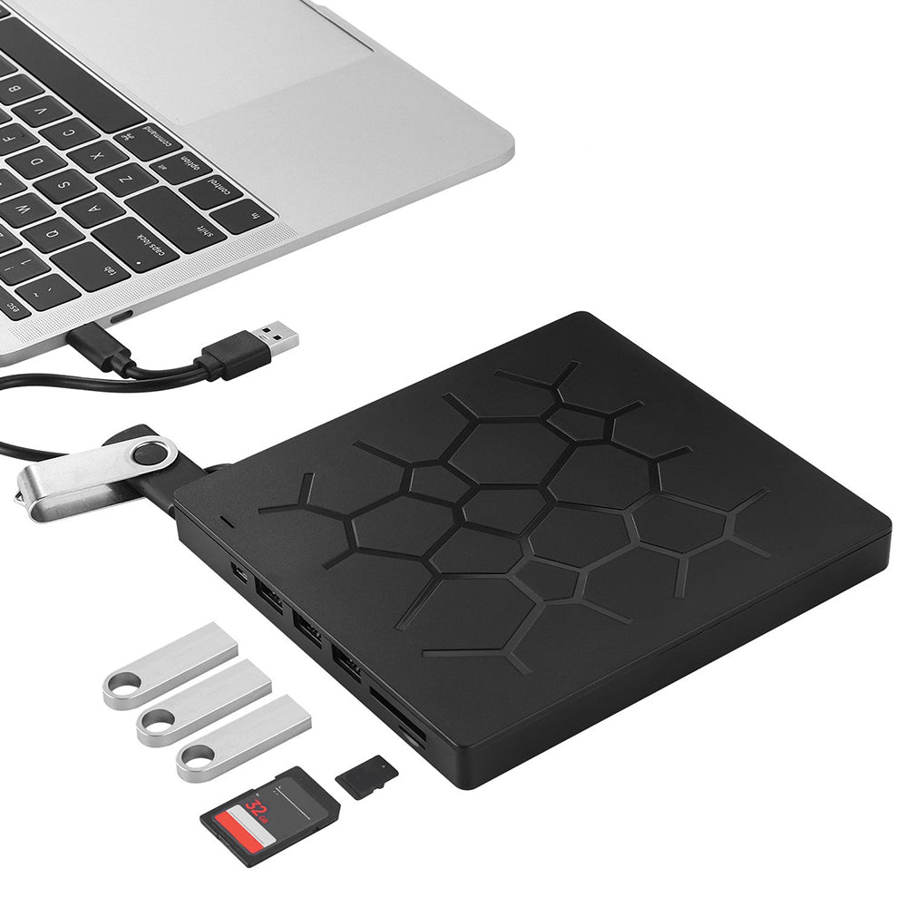 Computer External Optical Drive Burner USB 3.0 Ports TF SD Card Reader High Speed DVD Burner