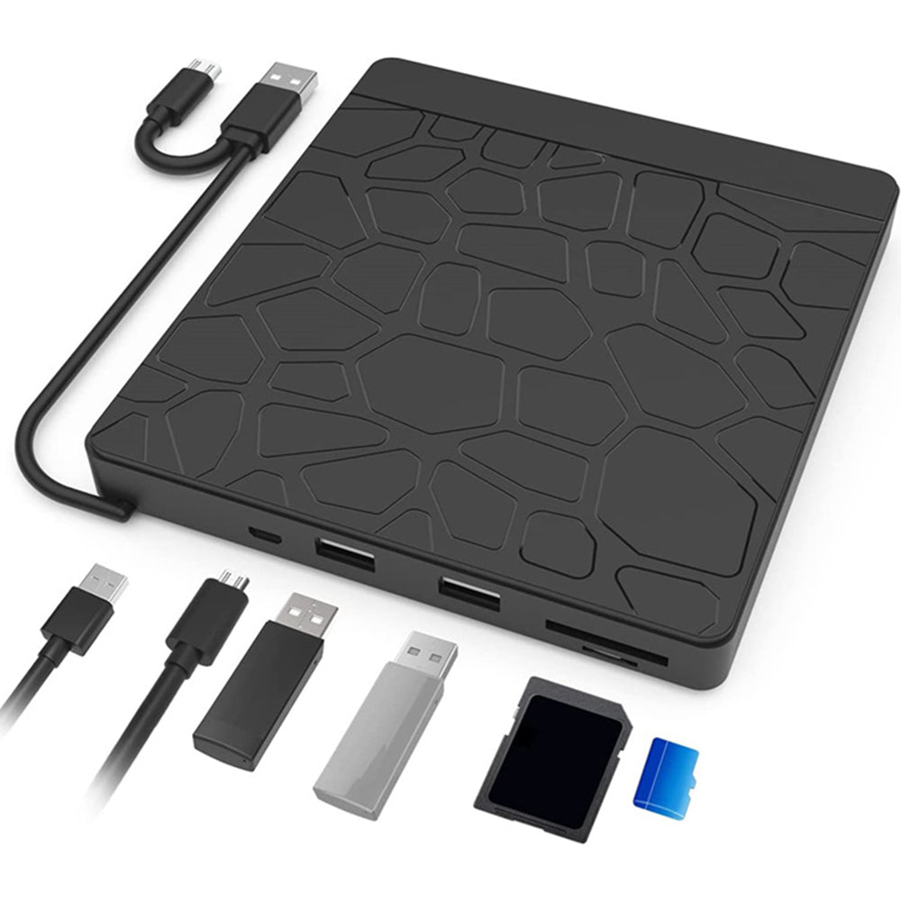 USB 3.0 + Type-C Computer External Optical Drive Burner Dual USB Ports TF SD Card Reader High Speed DVD Burner
