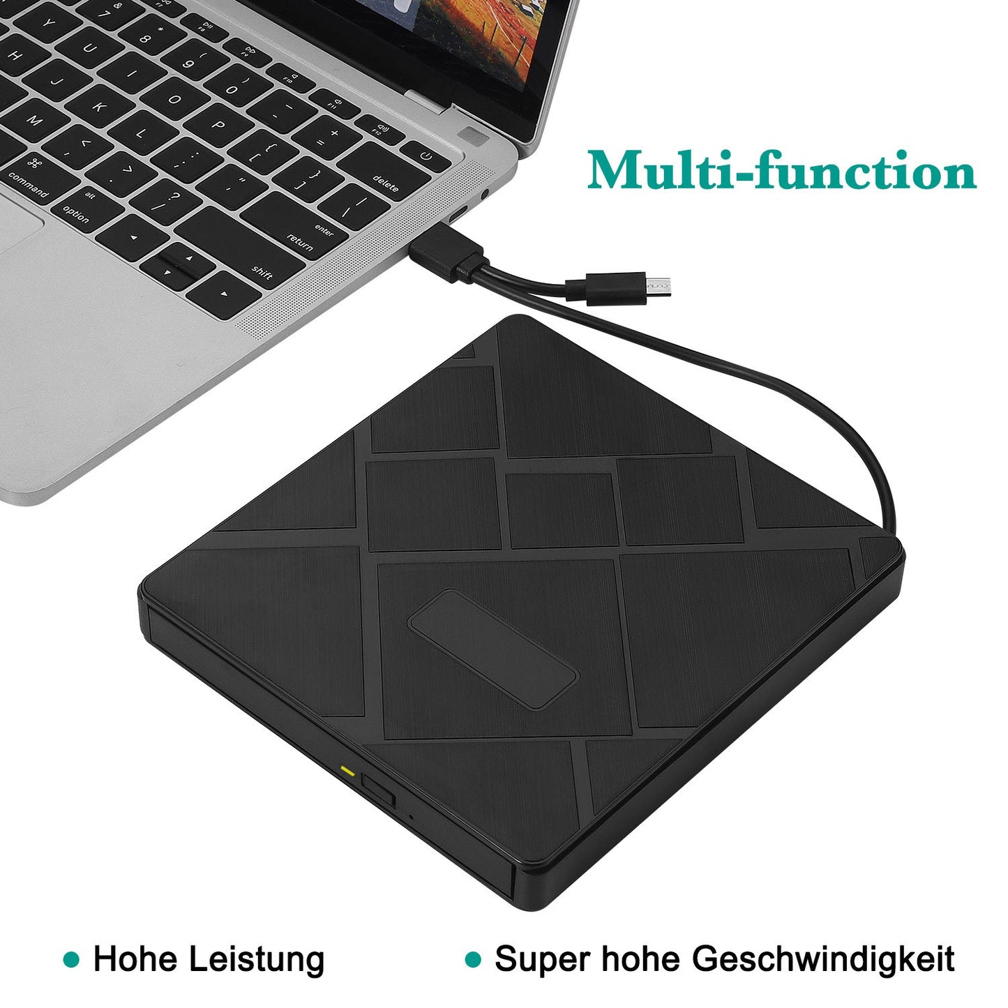 USB 3.0 Computer Laptop External Optical Drive Dual USB Ports TF SD Card Reader CD DVD Burner