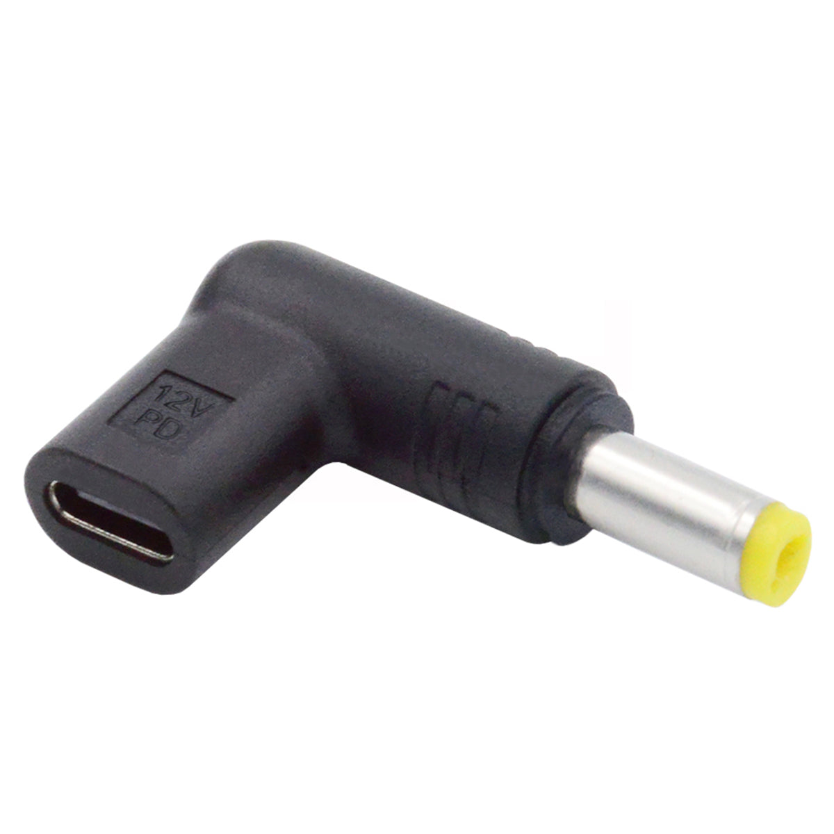 UC-090-5525MM USB 3.1 Type C Female to DC 12V Plug Adapter PD Emulator Trigger 90 Degree Angled Converter, DC5.5*2.5mm