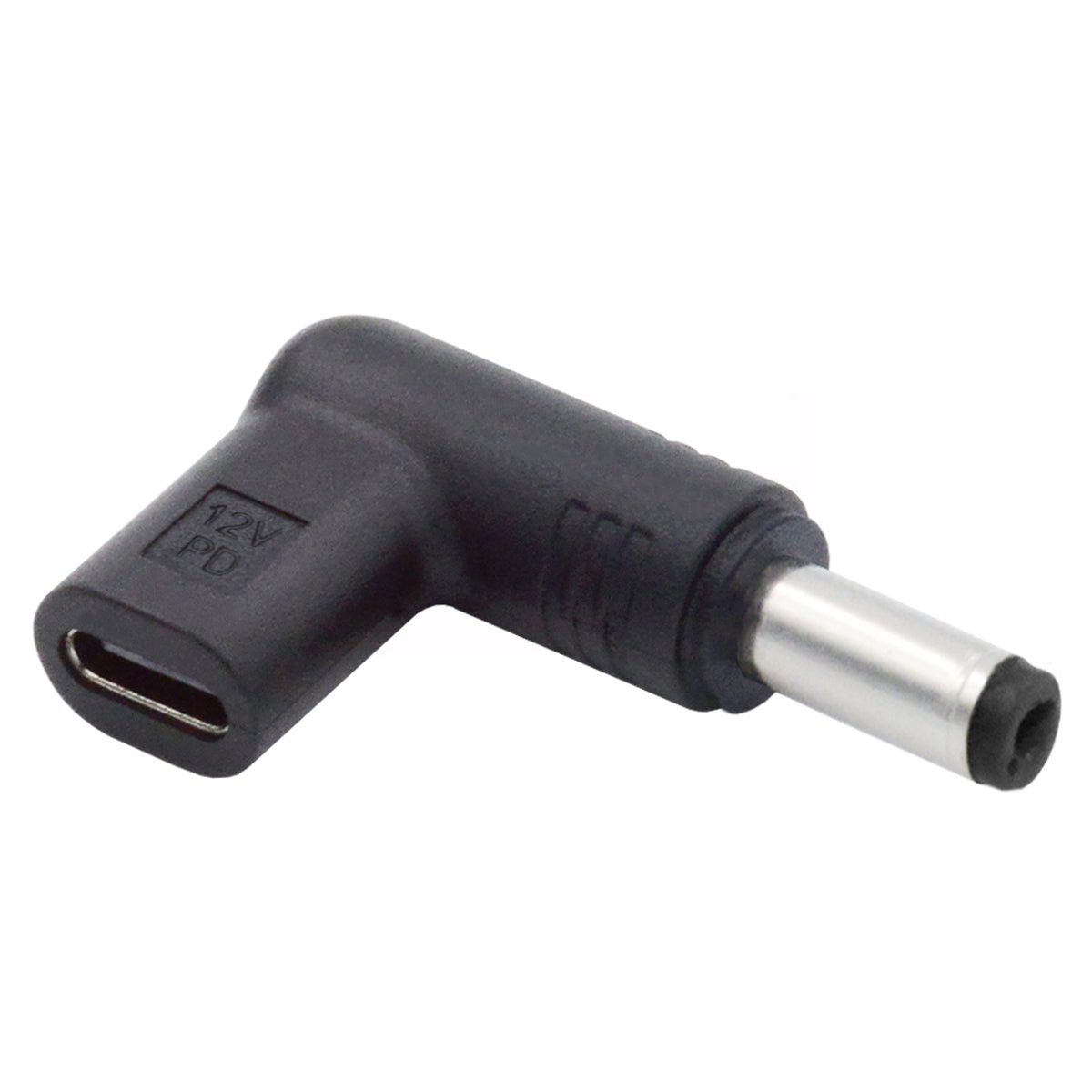 UC-090-5521MM 90 Degree Angled USB 3.1 Type C Female to DC 12V Plug Adapter PD Emulator Trigger Converter, DC5.5*2.1mm