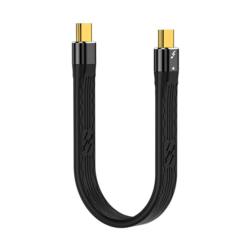 TB-005-0.22M ThunderBolt4 Flat Slim Cable 40Gbps 5A 100W Fast Charging Speed Supports 8K 60Hz 5K 60Hz Video Output