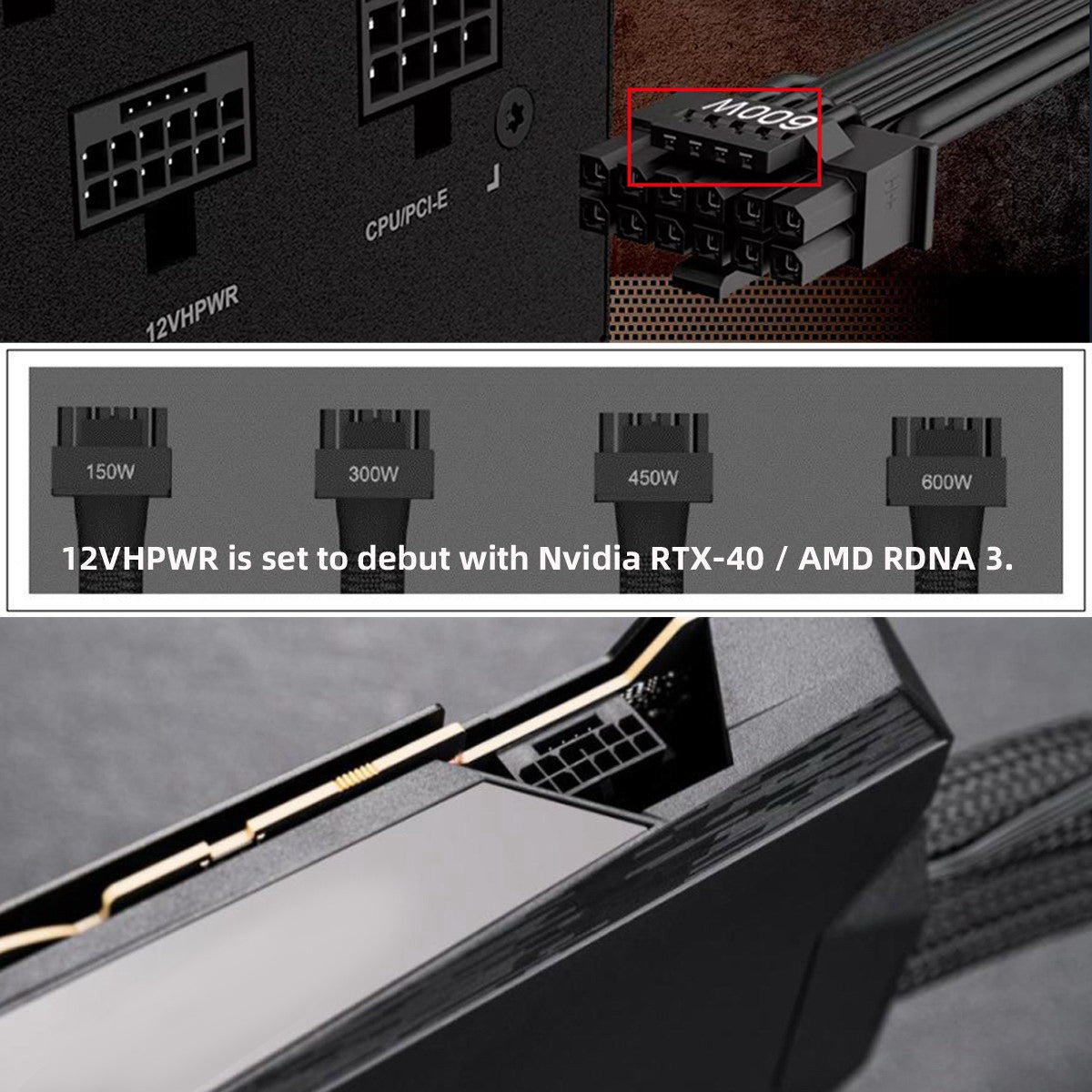 PW-003 12VHPWR ATX3.0 PCI-E 5.0 Power Cable to Dual ATX 8Pin for 3080 3090TI PSU 16Pin 12+4P Graphics Card