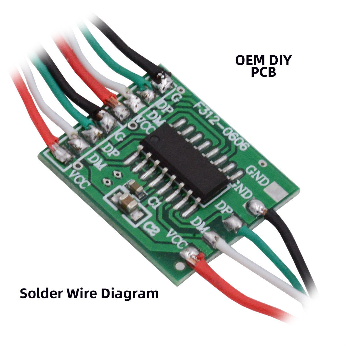 CN-003 PCBA for USB2.0 Ports Hub USB 1 to 2 Splitter with SR Cover for DIY OEM Parts 3.0mm Cable