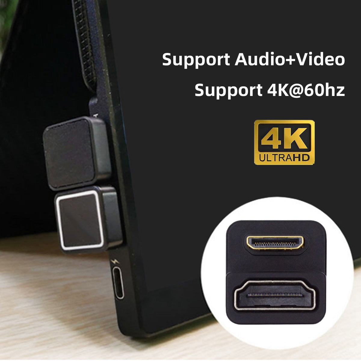 HD-001-DN Mini HDMI 1.4 Male to HDMI Female Extension Adapter 360 Degree Down Opposite U Shape Back Angled Converter