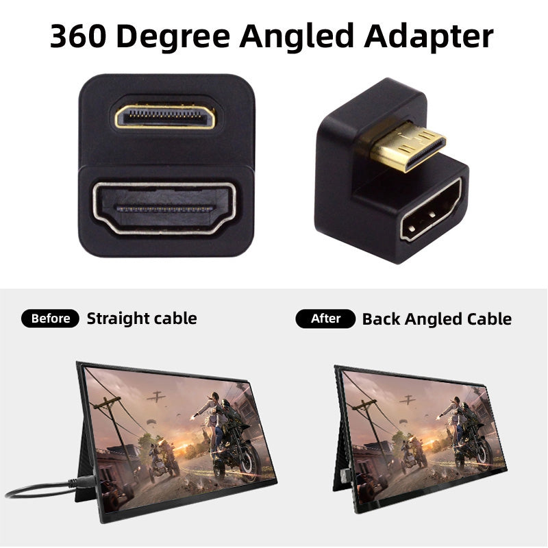 HD-001-UP 360 Degree Up Opposite U Shape Back Angled Mini HDMI 1.4 Male to HDMI Female Extension Adapter Converter
