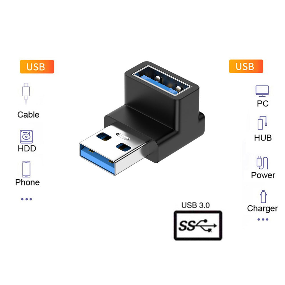 U3-018-UP 10Gbps High Speed USB3.0 Male to Female Converter 90 Degrees Elbow Adapter