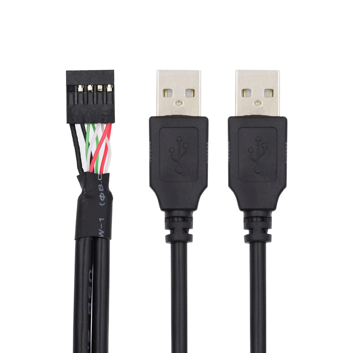 U2-128 50cm Motherboard 9Pin Female Housing to Dual USB 2.0 Male Type-A Cable