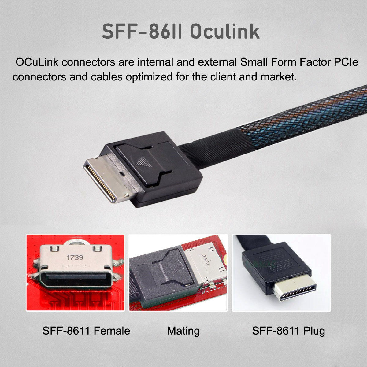 SF-060-0.5M 50cm OcuLink PCIe PCI-Express SFF-8611 4i to SFF-8654 Slimline SSD Data Active Cable