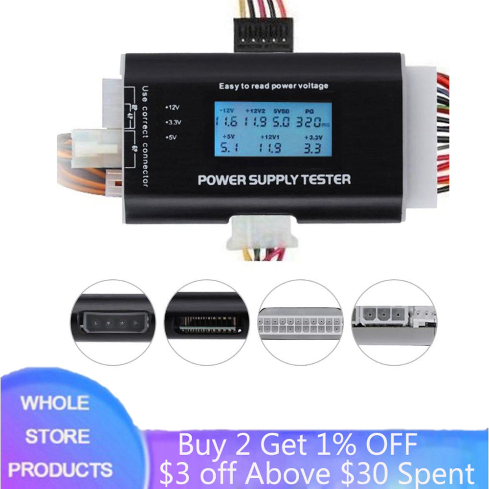 Digital LCD Display PC Computer Power Supply Tester ATX Measuring Checker Diagnostic Tool