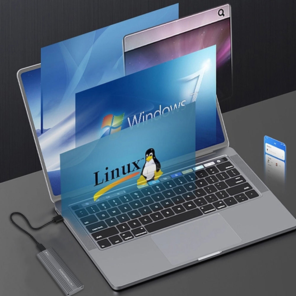 M.2 NVME / SATA Dual Protocol Hard Drive Case Aluminum Alloy SSD Enclosure Support UASP - Silver Grey