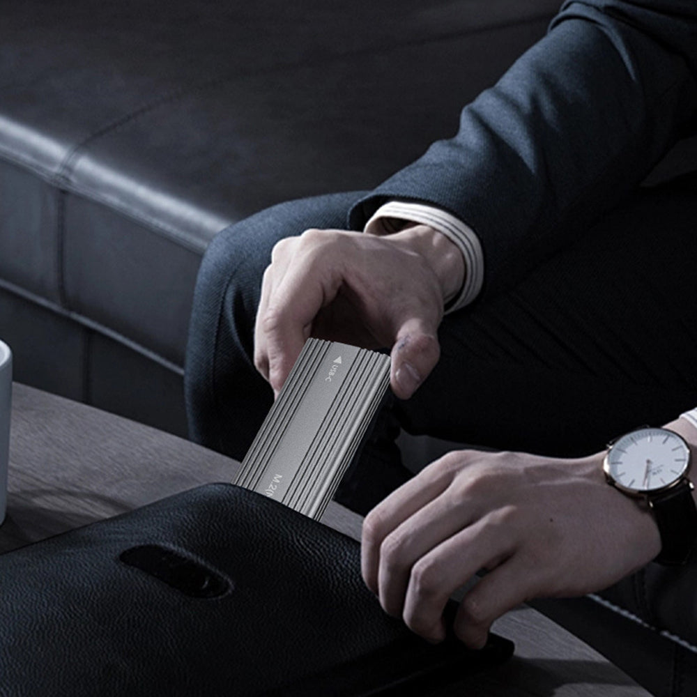 M.2 NVME / SATA Dual Protocol Hard Drive Case Aluminum Alloy SSD Enclosure Support UASP - Silver Grey