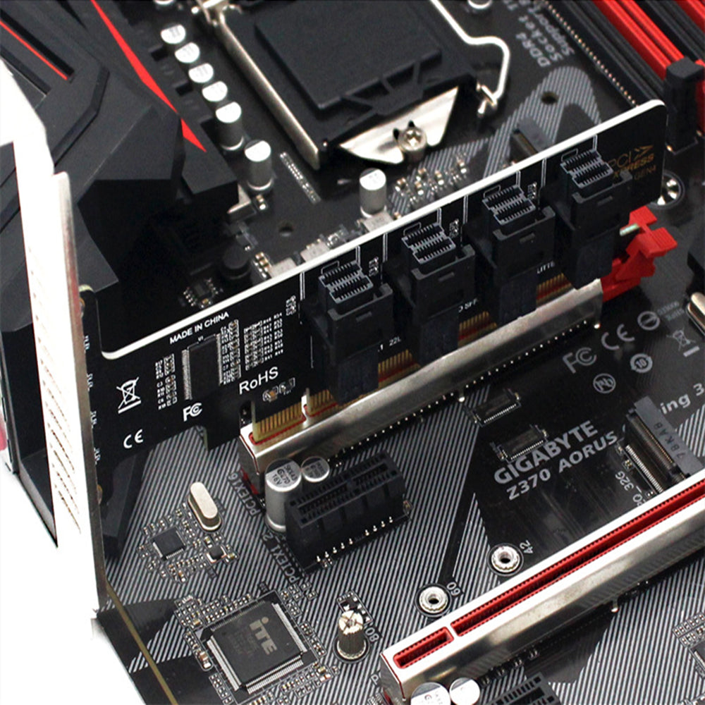 U2 PCIe X16 to 4 Ports U.2 NVME SFF-8643 SFF-8639 Expansion Card PCI Express 4.0 Split Card