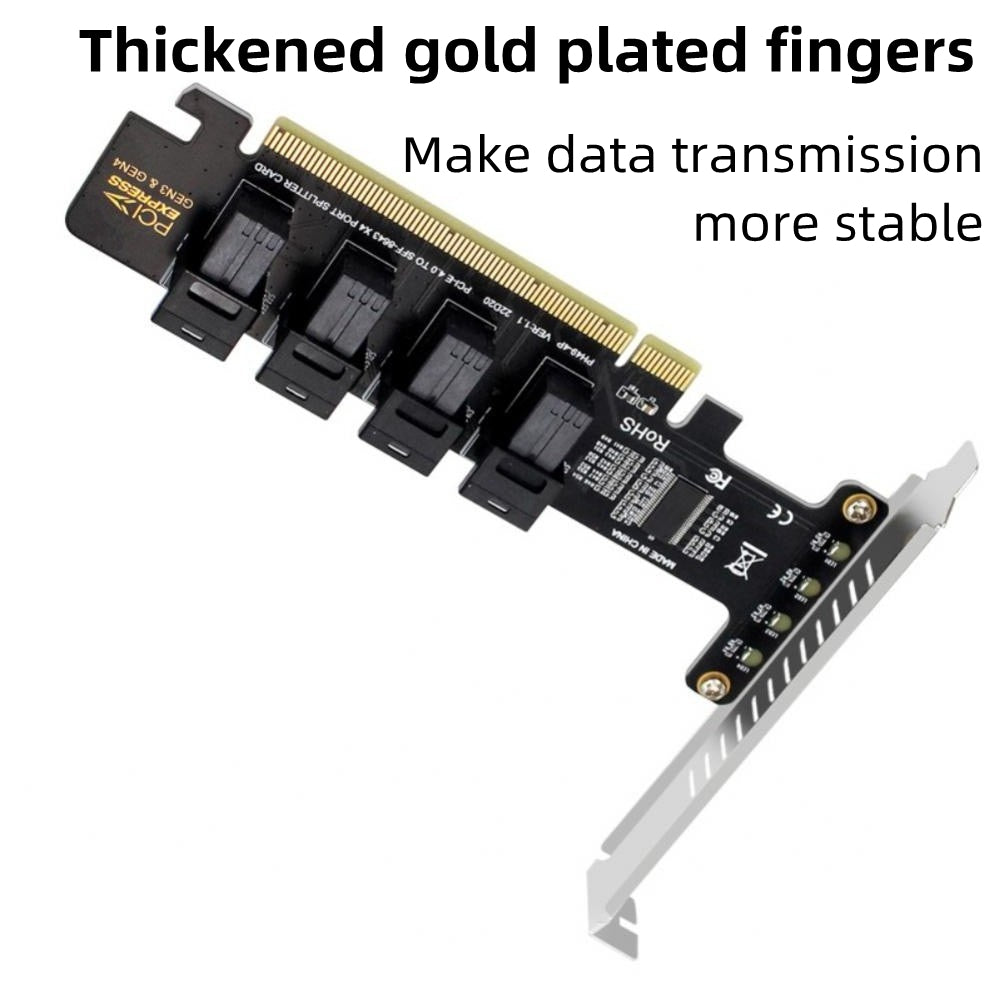 U2 PCIe X16 to 4 Ports U.2 NVME SFF-8643 SFF-8639 Expansion Card PCI Express 4.0 Split Card